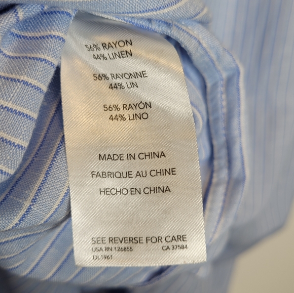 DL1961 Linen Blend Button Front Midi Skirt S Blue Striped Menswear - Picture 7 of 7